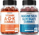 ADK Gummies Vitamiin D3 K2 (60 Count) Täiendus koos D & K-10 Vegan Toidulisandiga Vaarikamaitse - Magneesiumglütsinaat (60 Count) - Glütsinaat Gummies täiskasvanutele - Non GMO, Vegan & Valmistatud USA-s