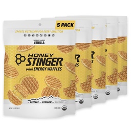 Honey Stinger Organic Mini Vanilla Vahvlid, energia Stroopwafel treeninguks, vastupidavuseks ja jõudluseks, spordi toitumine kodus ja jõusaalis, pre ja post treening, 5 kotti, 26,5 Ounce
