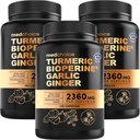 4-in-1 kurkum ja küüslaugu täiendused bioperiiniga - 2360mg kurkum ingveri juurkapslid küüslauguga - kõrge potentsiga taimse segu (120 ct, pakend 3)