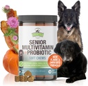 Strawfield Lemmikloomad Senior Multivitamiin + probiootikumid koertele piimaohakaga Ühine tugilisa koertele Bacon Maitse 120 Pehmed närid