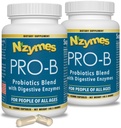 Nzymes® Pro-B probiootikumid ja seedeensüümid seedetrakti tasakaalu, parema seedimise, seedimise ja kõhukinnisuse jaoks (180 kogu kapslit) - valmistatud USAs