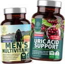 N1N Premium Uric Acid Support ja meeste multivitamiinid, kõik looduslikud toidulisandid energia taseme, eesnäärme tervise ja kuseteede funktsioonide toetamiseks, 2 pakendikomplekt