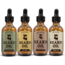 Viking Bear Oil for Men - 0,66 Fl Oz Pack 4, Vanilla, Sandalwood, Cedarwood & Citrus - soodustab täielikumat kasvu koos Bear Growth Oil - Cedarwood Vanilla lõhnad meestele