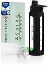 2. 0 Fitness | Klaasist valmistatud valgušokk | Valgušokk | Joogipudel | spiraalpalliga | 24 oz (must)