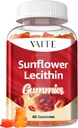 Päevalille letsitiin Gummies 800mg - vegan, GMO-vaba, sojavaba ja gluteenivaba - toetab igapäevast toitumist, kergesti seeditavaid närimisaineid täiskasvanutele, laktatsioonilisandit, looduslikku heaolu toetust - 60 Vegan Gummy