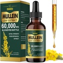 Orgaaniline Mullein tilgad kopsudele, Mullein Leaf Tinktuur Tugi Kopsupuhastus, Natural Supplement Vedel Ekstrakt Lung Detox ja hingamisteede Tervis, Vegan, 2 fl oz