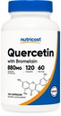 Nutricost Quercetin koos bromelain, 880mg Quercetin + 165mg Bromelain per Serving, 120 kapslit, 60 serveerimist (2 kapslit serveerimise kohta) - taimetoitlane, mitte-GMO ja gluteenivaba