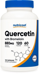 Nutricost Quercetin koos bromelain, 880mg Quercetin + 165mg Bromelain per Serving, 120 kapslit, 60 serveerimist (2 kapslit serveerimise kohta) - taimetoitlane, mitte-GMO ja gluteenivaba