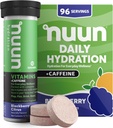 Nuun Vitamiinid + Kofeiin Elektrolüütide tabletid vitamiinidega D, C, E, A ja B6, foolhape, magneesium ja 4 muud olulised elektrolüüdid, Gluteenivaba ja vegan, Blackberry Citrus, 8 Pack (96 Servings Total)