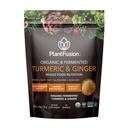 PlantFusion Turmeric ja Ingver Drink Mix - Fermenteeritud kogu toidu toitumine, Taimne täiendus pulber kurkuminoididega - USDA sertifitseeritud orgaaniline, mitte-GMO, vegan, gluteenivaba, 4,76 oz 30 Servings