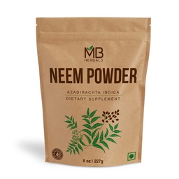 MB Taimed Puhas Neem Pulber 8 oz | 227 Gram / 0,5 LB Puhas kultiveeritud Neem Lehtpulber | Täiendus nahale ja juustele | Azadirachta Indica