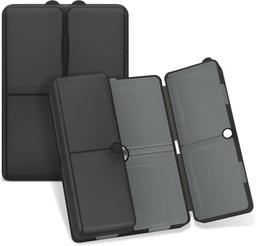 FYY Daily Pill Organizer,7 Compartments Portable Pill Case Travel Pill Organizer,[Folding Design] Large Pill Box for Purse Pocket to Hold Vitamins,Cod Liver Oil,Supplements and Medication-Clear Black