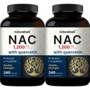 2 Pack NAC Supplement (N-atsetüültsüsteiin) koos kvertsetiin, 1200 mg per Serving, 480 kapslit | Double Strength Antioxidant Support for Immune, Maks, & Lung Health – Non-GMO