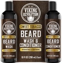 Viking Revolution Beard Wash and Beard Conditioner for Men with Argan Oil and Jojoba Oil - Beard Softener and Stronger Bear Care Beard Shampoo and Conditioner with Bear Oil (10oz, Sweet Tobacco)