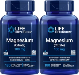 Elu pikendamine Magneesium (tsitraat) 100mg, 180 Veg Caps (pakk 2) - Mag Supplement
