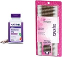 Natrol Melatoniin 5mg Kiire lahustada 200 tabletti & Swisspers Cotton Swabs 300 Count