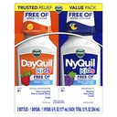 Vicks Kids DayQuil & NyQuil Cold & Cough Relief Vedelik Co-Pack, ilma kunstlike värvide ja suhkruta, köha, aevastamise, runny nina, lima ja rindkere ummistused, vanuses 6+, 2x6oz