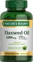Looduse Bounty Flaxseed ja Omega 3, toidulisand, toetab südame-veresoonkonna tervist, 1200mg, Softgels, 125 ct