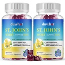 St John's Wort Gummies 600mg, 3 in 1 Orgaanilised taimsed toidulisandid stressi leevendamiseks, närvisüsteemi tugi, koos Ashwagandha & Holy Basil Extract täiskasvanutele ja lastele, mitte-GMO, Vegan, 120 ct.