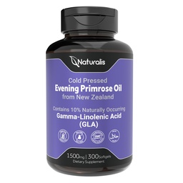 Naturalis Evening Primrose Oil (Cold Pressed) | 100% Natural Uus-Meremaalt | Non-GMO, Soy & Gluten Free, Zero Filler | 300 Mini-Softgels