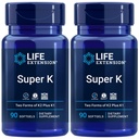 Elu pikendamine Super K, Vitamiin K1, Vitamiin K2 mk-7, Vitamiin K2 mk-4, Vitamiin C, luu / süda / arteriaalne tervis, 3-kuu pakkumine, Gluteenivaba, 1 igapäevane, mitte-GMO, 90 pehmegeeli (Pakk 2)