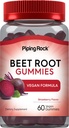 Piping Rock Beet Root Gummies | 60 Count | meestele ja naistele | lämmastikoksiidi lisand | C-vitamiini ja must pipar | Maasikamaitse | Vegan, Non-GMO, Gluteenivaba