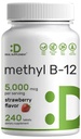 DEAL TÄITMINE Metüül B-12 vitamiinid 5000 mcg, 240 närimistabletti | Aktiivvorm - maasikamaitseline - energiatoetus ja aju tervise funktsioon - taimetoitlus ja GMO-vaba