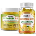 Migreen Relief - Vitamiin B2 Gummies (Riboflaviin) 400mg & Magneesiumoksiid Gummies 400mg, Peavalu Relief & Närvisüsteemi Toetus