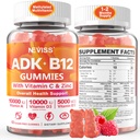 Metüülitud multivitamiini naised mehed, vitamiin D3 K2 5000IU / 10000IU, B12 5000 mcg 2500mcg, K2 (MK-7) 240mcg- ADK + metüülvitamiin B12, Vegan D3, Vitamiin A, C, tsinksilm, luu, energia, immun, suhkruvabad kummikud