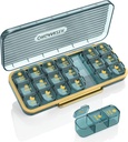 Pill Organizer 3 korda päevas, 7 päeva Pill Box 3 korda päevas - Acedada Weekly Vitamin Box Organizer 7 eraldi konteinerid, Portable Daily Medicine Planner Case for Vitamin Fish Oil Supplement, Blue