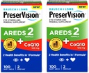 PreserVision Eye Vitamiin & Mineral Supplement AREDS 2 valemit + CoQ10, 2-in-1 kasu tervisele, 100 Softgels (2 päevas) Pakend 2