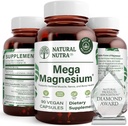 Looduslik Nutra Mega Magneesium 400mg täiendus - kõrge imendumine Aminohappe kelaat, tsitraat, malaadi segu lihaste kasvuks, luu tugevus, südame tervis, närvi tugi - 90 kapslit (pakk 2)