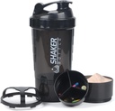 Proteiin Shaker Bottle, 16 oz Shake Cup for Protein Powder with Storage,Sports Water Bottle,Non Slip 3 Layer Twist Off 3oz Cups with Pill Tray Leak Proof Shake Bottles for Protein Mixs