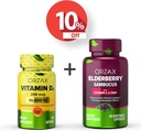ORZAX Vitamiin D3 10000 iu Elderberry Kapslid, 2000mg Sambucus, Bundle