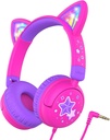 iClever Kids kõrvaklapid Cat Ear, LED Light Up, 85dBA Safe Volume, Stereo Sound Toddler Headphones for Travel School, Foldable 3,5mm Wired Kids Headphone for iPad tabletid, Meow Lollipop-Hot Pink