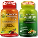 Immune & Cellular Support Bundle - Liposomal Glutatioon 500mg kogu toidu ja kvertsetiin Bromelain, vitamiin C ja tsink kogu toidu kompleks - Vegan, mitte-GMO, puhas igapäevane heaolu tugi