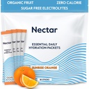 Nectar Hydration Packets - Elektrolüütide pulbripaketid - Ilma suhkru või kaloriteta - Orgaaniline puuviljavedelik Daily IV Elektrolüütide pulber dehüdratsiooni leevendamiseks ja kiireks rehüdreerimiseks (Orange 18 Pack)