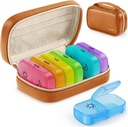 AUVON Weekly Pill Korraldaja 2 korda päevas PU nahakott, Travel AM PM Pill Box 7 päeva ühe külje suur avamine disain lihtne täitmine, Portable Pill Case vitamiine, ravimeid, toidulisandeid