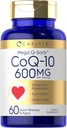 Carlyle CoQ10 600 mg Softgels | 60 Count | Mega Q- Sorbi koensüüm Q-10 | Black Pepper Extract | Non-GMO & Gluten Free Supplement
