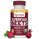 Feel Great Vitamiinid Orgaaniline peedi juurepulber Toidulisandid (tabletid) | Peet Lämmastikoksiidilisand | Punapeedipulber toetab tervislikku ringlust looduslike nitraatidega loodusliku energia jaoks *