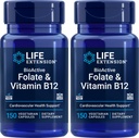 Elu pikendamine BioActive Folate & Vitamiin B12, 150 Taimekapslit (pakk 2), Mitte-GMO, Gluteenivaba