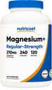 Nutrikost magneesium + regulaarne tugevus (210 mg, 240 kapslit) - 120 serveerimist, valmistatud magneesiumglütsinaadi ja oksiidiga, mitte-GMO, Gluteenivaba ja vegan sõbralik
