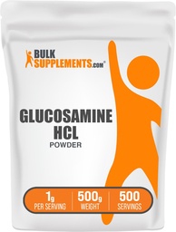 BulkSupplements.com Glükosamiin HCl pulber - Glükosamiini lisand, ühine tugilisand - Gluteenivaba, 1 g serveerimise kohta, 500 g (1,1 naela) (pakk 1)