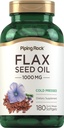 Piping Rock Flaxseed Oil 1000mg Softgel Kapslid | 180 Count | Cold Pressed Supplement | Non-GMO, Gluteenivaba