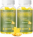 Magneesium Glütsinaat Gummies 500mg, näritav magneesiumilisandi vitamiin D3, B6, CoQ10, Lõõgastamiseks, Sleep & Mood Support, Calm Magnesium Gummy - 60 ananassi Gummies (2 Pack)