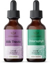 HERBAMAMA taimse vedeliku tilgad Kit - piimaohaka komplekt Ekstrakt 2 fl oz ja vedel klorofüll 2 fl oz - Veganlisandi Vedelekstrakt - Non GMO, Sugar & Alcohol-free - 2 Pack
