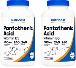 Nutrikost pantoteenhape (vitamiin B5) 500 mg, 240 kapslit (2 pudelit)