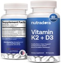 Vitamiin D3 K2 kapslid meestele ja naistele - K2 D3 vitamiinilisa terve südame ja luude toetamiseks, immuunsüsteemi ja vere tsirkulatsiooniabi, formuleeritud USA-s, 60 Veggie kapslit