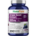 NusaPure viinamarjaseemne ekstrakt 40 000 mg kapsli kohta, 200 vegankapslit, standardiseeritud, mitte-GMO, gluteenivaba, resveratrool