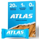 Atlas Protein Bar, 20g Protein, 1g Sugar, Clean Ingredients, Gluten Free, Vanilla Almond (12 Count, Pack of 1)